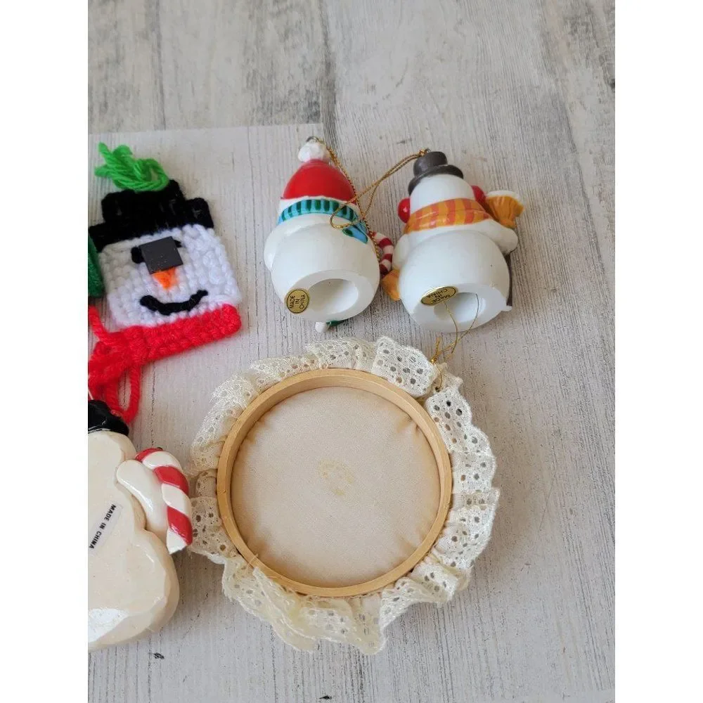 Unique snowman broom face set ornament‎ Xmas snow
